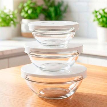 Imagem de Potes De Vidro Recipiente Hermético Com Tampa Conjunto 3pçs