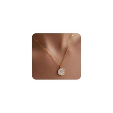 Imagem de Navirix Colar feminino com cruz dourada, delicada, pequena, esmaltada, cruz, colar com pingente de cruz pequena, joia cristã simples para o dia a dia, Small, Liga de aço, Sem Pedra Preciosa