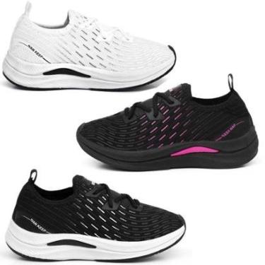 Imagem de Kit 3 Tênis Feminino Caminhada Leve Confortável Ortopédico-Feminino