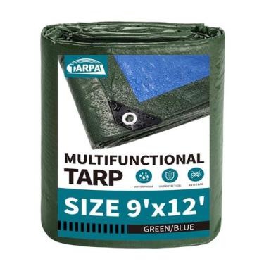 Imagem de Lona Tarpal de 9 x 12 pés, verde, impermeável, polietileno leve