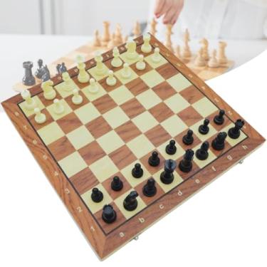 Imagem de Jogo de Xadrez, Damas e Gamão 3 em 1 Tabuleiro Magnético Dobrável de Madeira 39cmx39cm com Peças Magnéticas em Resina | Portátil, Educativo e Divertido