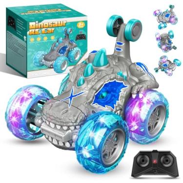 Imagem de Carrinho Recarregável Controle Remoto Acrobata Gira 360 Graus Dinossauro Com Luzes Color Efeitos Especiai Colorido Brinquedo Encantado Infantil Menina Kizumba