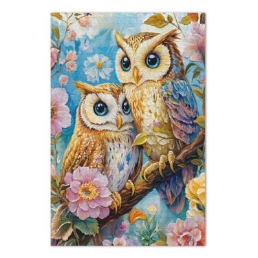 Imagem de Quebra-cabeças fofos de flores de coruja 500 peças, quebra-cabeças trippy para adultos, noite de jogo