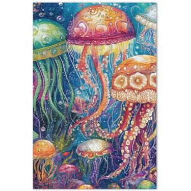 Imagem de Quebra-cabeça colorido personalizado de água-viva marinha 1000 peças para adultos elefante branco divertido brinquedo adulto pintura de animais, 75 x 40 cm