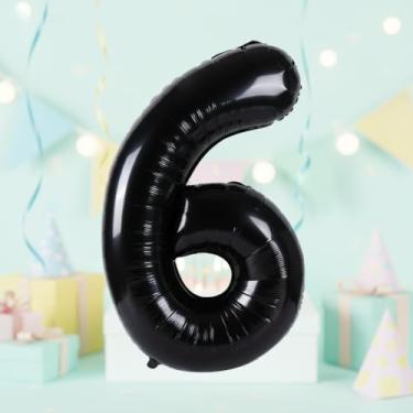 Imagem de 1 balão preto com números de 81 cm, balões grandes de alumínio para decorações de festa de aniversário, adereço para fotos de aniversário, decoração de quarto interno