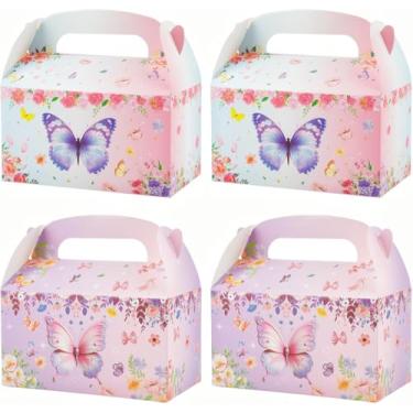 Imagem de 30 caixas de lembrancinhas de festa com alças, caixas de doces dobráveis de papel de 15 cm, caixas de presente para aniversário, chá de bebê, casamento, decorações de artigos de festa infantil