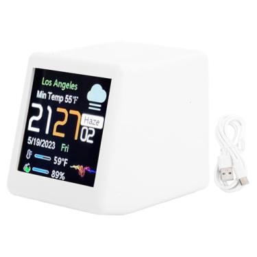 Imagem de Greensen Relógio Eletrônico Inteligente, Display Digital LCD Com Previsão do Tempo e Calendário, para Mesa Casa Escritório (WHITE)