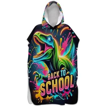 Imagem de Joisal Poncho de surf de dragão colorido de desenho animado para adultos trocador de roupa de banho com capuz toalha de banho de secagem rápida homens mulheres poncho com capuz