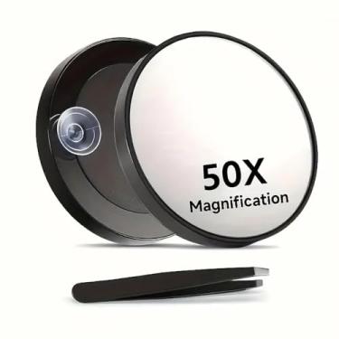 Imagem de Espelho de lupa redondo pequeno de 50 x com ventosa e pinça – auxílio de maquiagem portátil de alta definição, 8,8 cm adequado para salas e mesas.