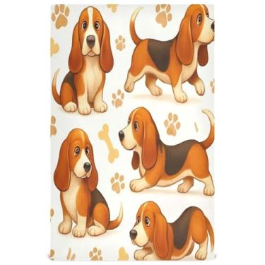 Imagem de Joisal Toalhas de prato de cachorro Basset Hound para decoração de cozinha toalhas de mão de chá fofas panos de prato absorventes 45 x 71 cm, 1 pacote