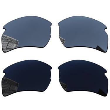 Imagem de Acefrog Lentes de reposição polarizadas de 1,5 mm para óculos de sol Oakley Flak 2.0 XL OO9188 59 mm, material atualizado, resistente a impactos - preto e prata titânio polarizado - 1,5 mm
