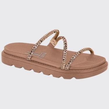 Imagem de Sandália Feminina Rasteira Papete Tiras Stress Brilho Vizzano 6459.118.27113-Feminino