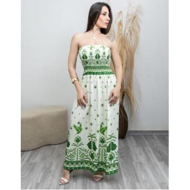 Imagem de Vestido Longo Feminino Estampado Floral sem alça Elegante Verão - SWIS