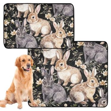Imagem de TSENQUE Tapete reutilizável para animais de estimação pintados com flores bege cinza para animais de estimação laváveis para animais de estimação tapetes de xixi à prova d'água tapete antiderrapante