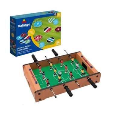 Imagem de Kit Mesa de Pebolim 51cm Madeira Zippy Toys Jogo de Botão Brasileirão 