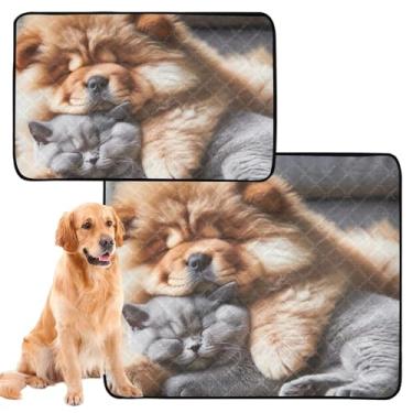Imagem de TSENQUE Almofadas de xixi para cães Chow Chow Cachorro Engraçado Gato Animais de Estimação Almofada para Xixi para Gatos Impermeável Tapete Antiderrapante Absorvente, Pequeno x Pacote com 3