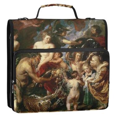 Imagem de Rubens Painting Minerva Peace Mars Organizador de fichário com zíper de 3 cm para fichários escolares resistentes com alça de ombro, suporte para 500 folhas