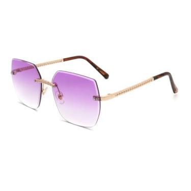 Imagem de HPIRME Óculos femininos sem armação com lentes degradê e proteção UV400 (roxo)