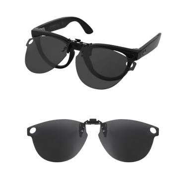Imagem de HILEEN Óculos de sol polarizados Flip-up Clip-on para Ray-Ban Meta Headliner RW4009 e Gen 2 RW4013 50 mm para homens mulheres proteção UV - preto