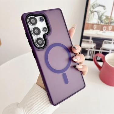 Imagem de Capa resistente a impactos de nível militar para Samsung S25 S24 S23 S22 Ultra Plus A56 A36 A16 A55 A26 A15 A35 com ímã (para Galaxy S22+ 5G/Roxo escuro)