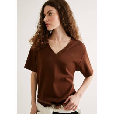 Imagem de Camiseta Feminina Oversized Decote V Em Malha Interlock-Feminino