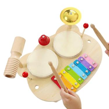 Imagem de Bateria Completa | Instrumento Musical de Percussão Multifuncional em | Conjunto Musical - para Crianças Aniversário Natal Prática de Jogo Atividade Divertida