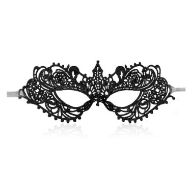 Imagem de Erythem Máscara de máscara feminina de renda veneziana máscara de baile de máscaras para dia das bruxas carnaval festa à fantasia adequada para adultos (deusa negra)