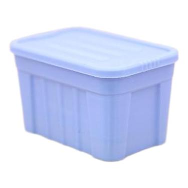 Imagem de menolana Caixa organizadora em miniatura para casa de bonecas, escala 1:12, com tampa. Organizador realista para maquetes de estações ferroviárias e trens, Azul