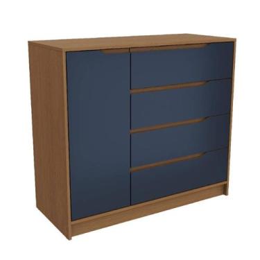 Imagem de Comoda 4 Gavetas e 1 Porta R260-CN Kappesberg Canela e Azul