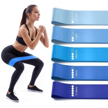 Imagem de Criyar Pacote com 5 faixas de resistência para exercícios, elásticos para academia em casa e alongamento, equipamento de pilates para mulheres e homens – ótimo para ioga, pilates, terapia, treinamento