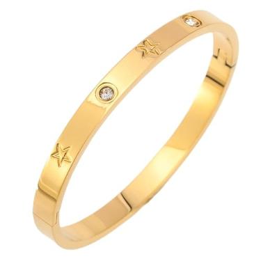 Imagem de Pulseira feminina de estrelas com strass, pulseira de aço inoxidável, joias estilosas, presentes para esposa, namorada, irmã, acessórios de moda, presente criativo