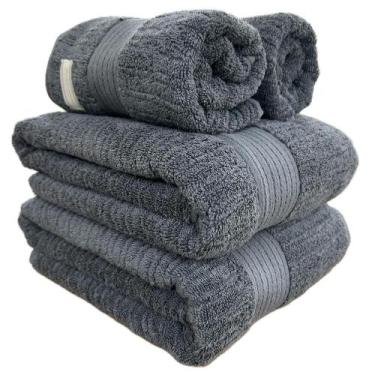 Imagem de Jogo De Toalha de Banho e Rosto Buddemeyer Fio Penteado Canelado 4pçs 