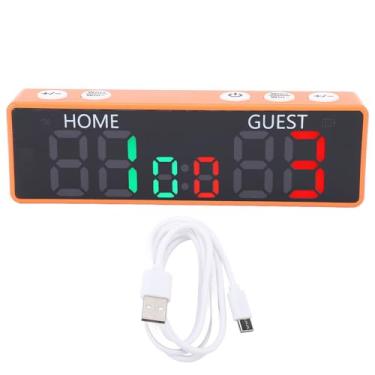 Imagem de Mini placar digital de mesa portátil de 6 dígitos display LED eletrônico alimentado por bateria com campainha para jogos de tabuleiro xadrez esportes material ABS