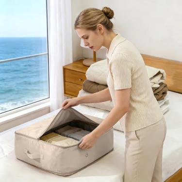 Imagem de Organizador de autocompressão que economiza espaço, organizadores de embalagem, impermeável e à prova de umidade, alta capacidade, para cobertores, roupas, edredom e edredom