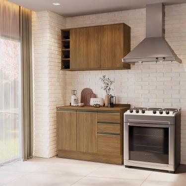 Imagem de Armário De Cozinha Compacta Garrafeiro 100% Mdf 120cm Nogueira Celeste Kappesberg