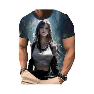 Imagem de Camiseta Masculina Estilo Cyberpunk Futurista Com Estampa 3D, Manga Cu