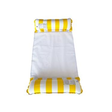 Imagem de Bóia de Piscina Inflável com Rede Flutuante 120×80cm – Colchão de Água Reclinável e Confortável para Lazer(2,Amarelo)