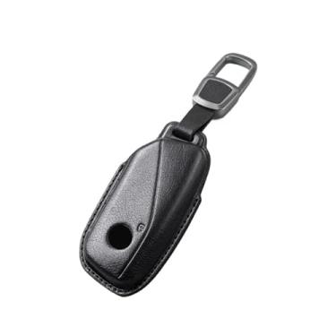 Imagem de Couro genuíno inteligente remoto caso chave do carro capa chaveiro acessórios compatível com bmw série 7 735i 740li x7 x1 u11 2023 i7 g07 lci xm(A Black)