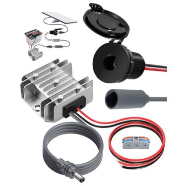 Imagem de Adaptador Starlink Mini DC Boost, adaptador de alimentação de 12 V/24 V para 30 V 3,5 A com tampa à prova d'água e plugue fêmea, montagem em painel de porta CC RV 5521, instalação integrada para