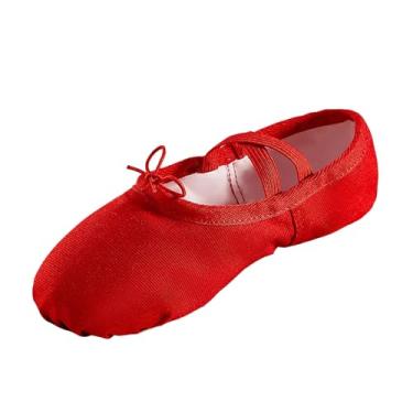Imagem de Sapatos de dança femininos sola macia cordão plus size tecido treino calçado outono inverno moda interior cadarço, Vermelho, 39
