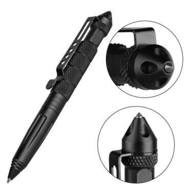 Imagem de Caneta Tática Militar Exército Quebra Vidro Cor Da Tinta Preta - Tatic