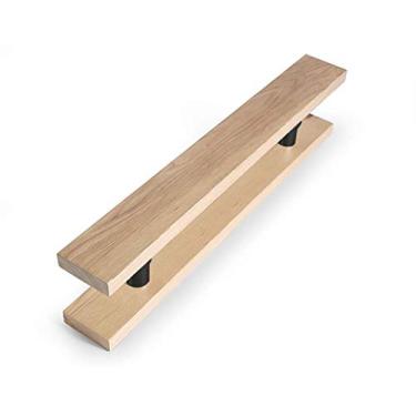 Imagem de Maçaneta de porta de vidro, maçaneta de porta push-pull comercial de madeira maciça/puxador de porta de celeiro, 6 comprimentos (tamanho: comprimento 400 mm) (comprimento 400 mm)