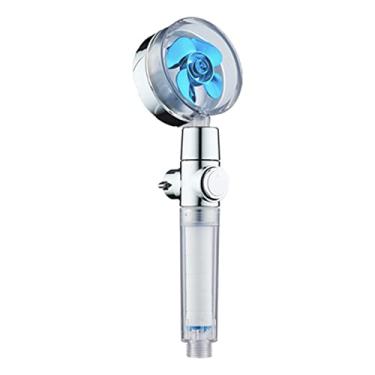 Imagem de Ducha portátil com interruptor de pausa ON OFF ventilador turbo Algodão Fluxo ajustável alta pressão Cabeça duche rotativa para banheiro Substituição
