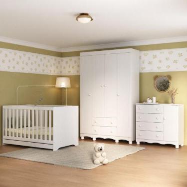 Imagem de Quarto de Bebê Completo com Berço Americano 3 em 1 para Colchão 130x70