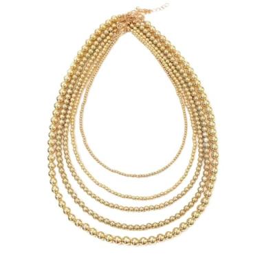 Imagem de Colar gargantilha feminina com miçangas em camadas, 5 peças, colares de bola, hip hop, punk, acessórios de joias Gfts