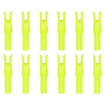 Imagem de YELARXI Nocks de flecha de tiro com arco, peças de substituição de flechas de plástico, acessório para (DIY Hunting Shooting/composto/arco recurvo) 6,2 mm/0,6 cm ID e 12 peças, plástico e amarelo