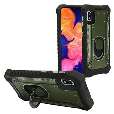 Imagem de Compatível com Samsung Galaxy A10e SM-A102 - Capa de telefone híbrida de metal de alumínio com suporte - ZY0 verde escuro