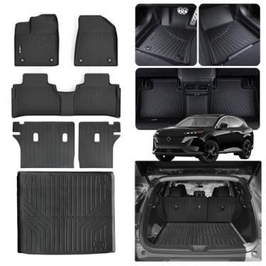 Imagem de Tapetes de chão para Nissan Murano 2025-2026, conjunto de 6 peças com forro de carga e proteção do encosto | TPE para todos os climas, inodoro, impermeável, antiderrapante e resistente ao desgaste
