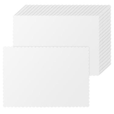 Imagem de Sabary 400 peças de jogo americano branco descartável de Natal 35 x 26 centímetros borda ondulada tapete de mesa em branco para adultos decoração de mesa de jantar de férias