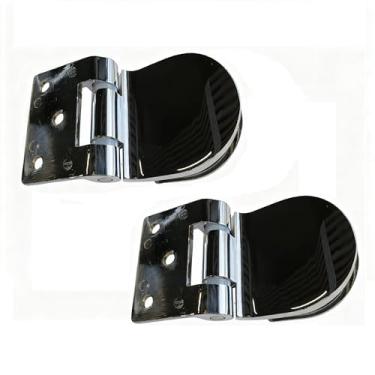 Imagem de Dobradiça de porta de vidro de liga de zinco de aço inoxidável - serve para vidro de 4 a 7 mm, resistente para armário de vinho e sala de sauna, fácil instalação (pacote com 2, prata espelhada)